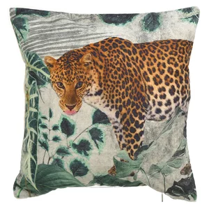 Perna decorativa, Catifea, Verde, Leopard