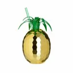 Piney Recipient cu capac ananas, Plastic, Auriu