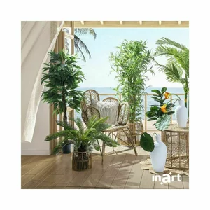 Planta artificiala in ghiveci, Plastic, Verde, Palm Deco