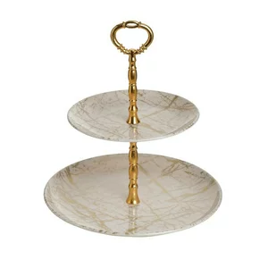 Platou etajat, Plastic, Auriu, Marble