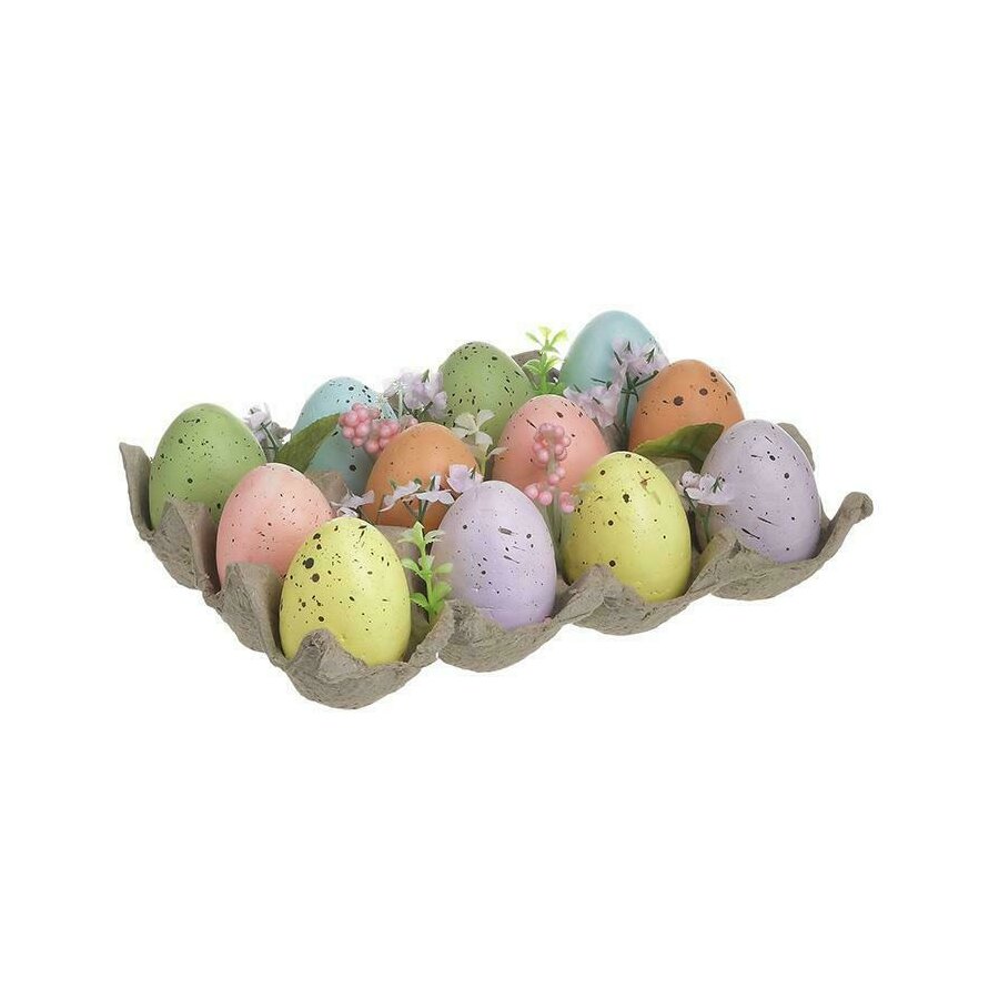 Set 12 oua, Plastic, Multicolor, Eggs Deco iedera.ro