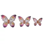Set 3 decoratiuni perete fluturi, Polirasina, Roz, Butterflies