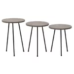 Set 3 masute cafea, Metal, Negru, Trish