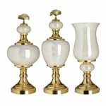 Set 3 vase decorative, Ceramica, Alb, Mardinia