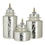 Set 3 vase decorative, Ceramica, Argintiu, Raina