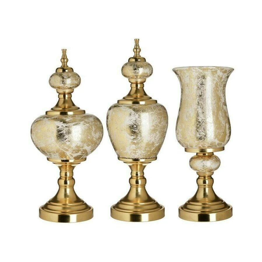 Set 3 vase decorative, Ceramica, Auriu, Mardinia image0