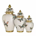 Set 3 vase decorative, Ceramica, Multicolor, Butterflies
