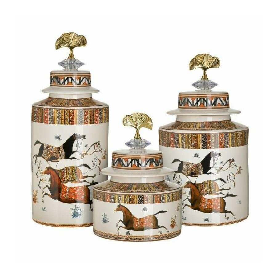 Set 3 vase decorative, Ceramica, Multicolor, Horse image
