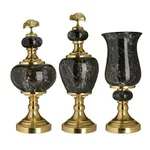 Set 3 vase decorative, Ceramica, Negru, Mardinia