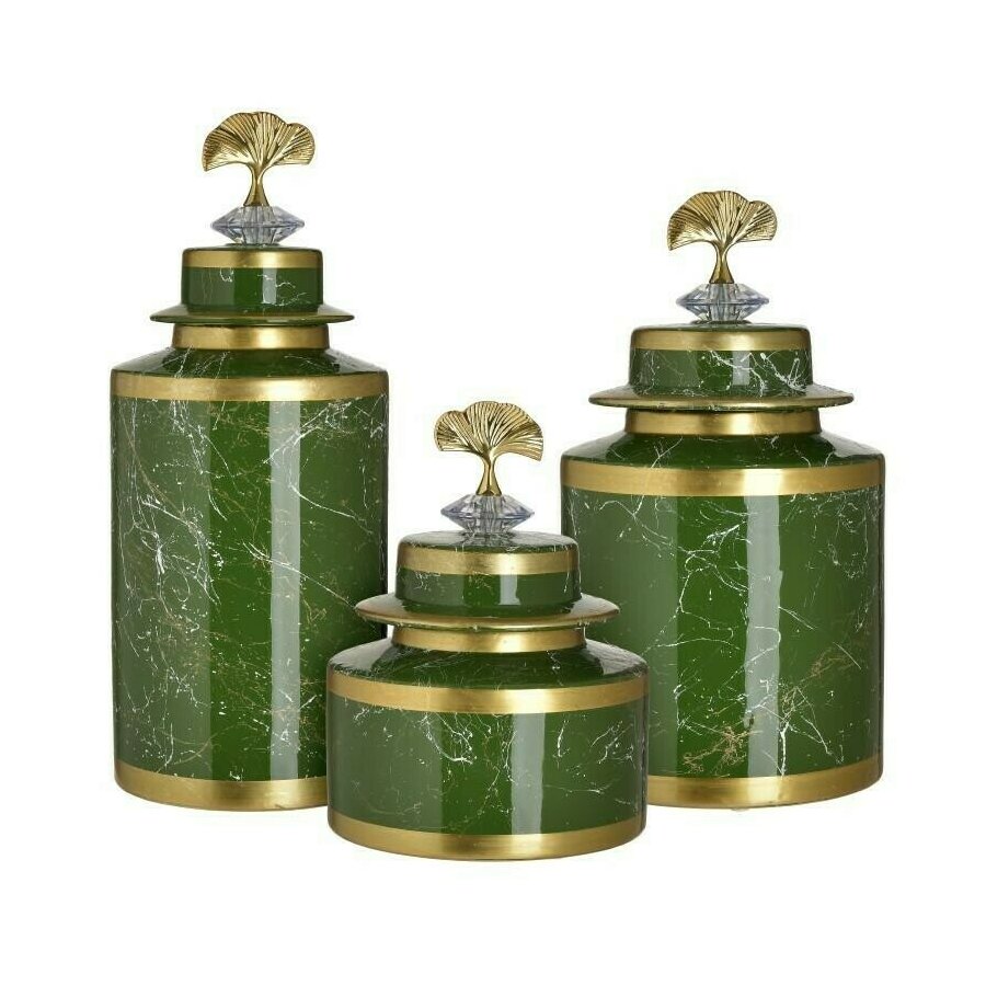 Set 3 vase decorative, Ceramica, Verde, Raina image