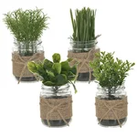Set 4 plante artificiale, Plastic, Verde, Gya