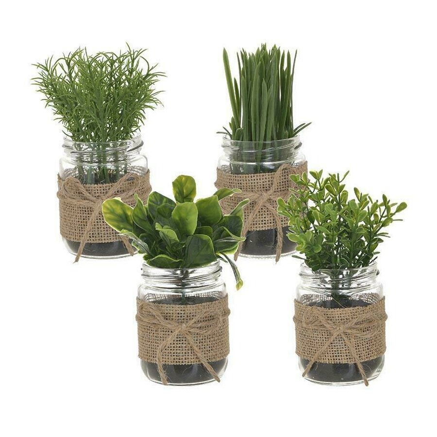 Set 4 plante artificiale, Plastic, Verde, Gya iedera.ro