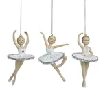 Set 6 decoratiuni balerina, Polirasina, Alb, Glide