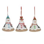 Set 6 ornamente brad, Ceramica, Multicolor, Snowman