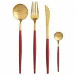 Set Tacamuri 24 piese, Inox, Rosu, Selena