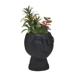 Vaza cu planta artificiala, Ceramica, Negru, Sava