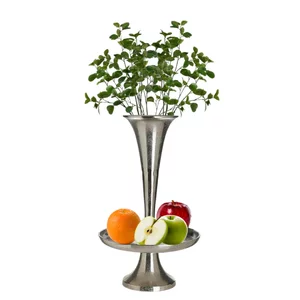Vaza cu suport pentru fructe, Metal, Argintiu, Glossa