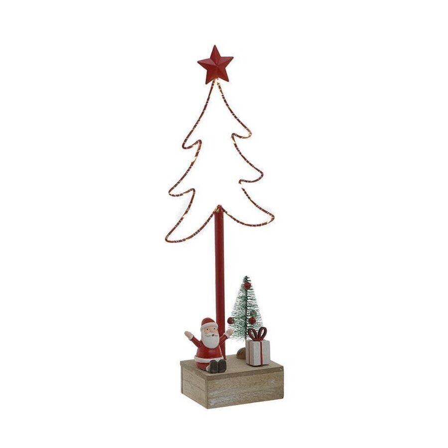 Xmas Deco cu led, Metal, Rosu, Santa Tree