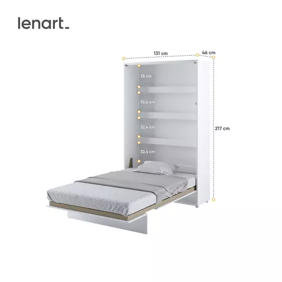 Lenart BED CONCEPT 120x200 cm - Pat rabatabil de perete vertical cu mecanism pneumatic si somiera inclusa picture - 3