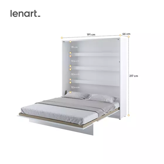 Lenart BED CONCEPT 180x200 cm  - Pat rabatabil de perete vertical cu mecanism pneumatic si somiera inclusa picture - 3