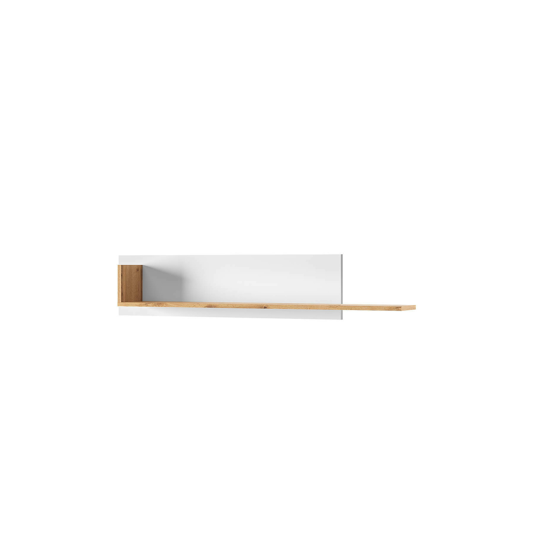 Polita holten, 130x18x25 cm, alb/stejar wotan
