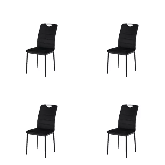 Set 4 scaune Riga, 43x54x92 cm, Velvet Negru picture - 1