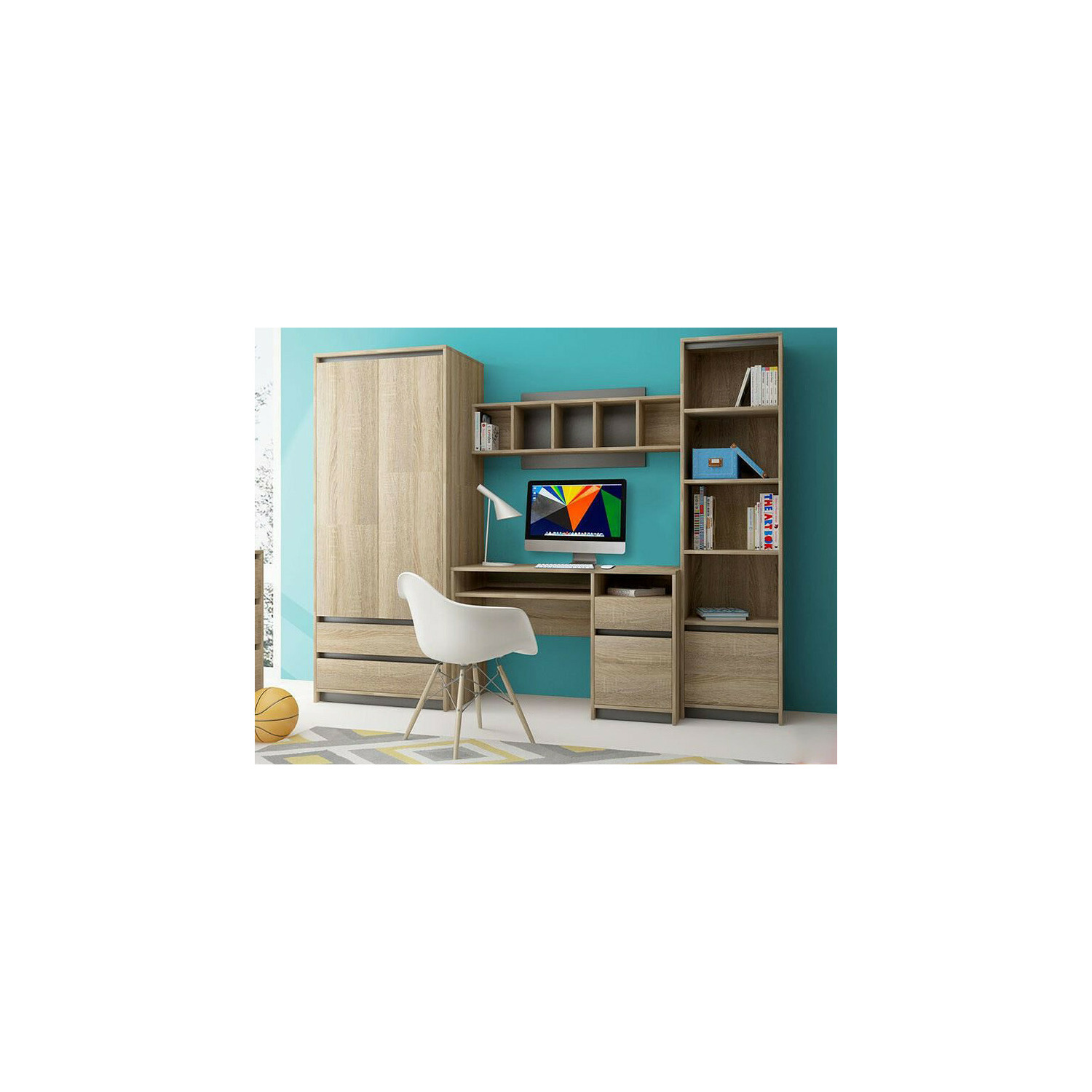 Biblioteca madagaskar i, 251x50x193 cm, stejar sonoma