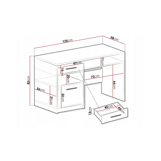 Birou Bali B, 125x58x82 h cm - Pal Melaminat picture - 4