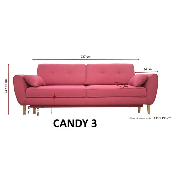 Canapea Extensibila Candy 3 locuri personalizabila picture - 3