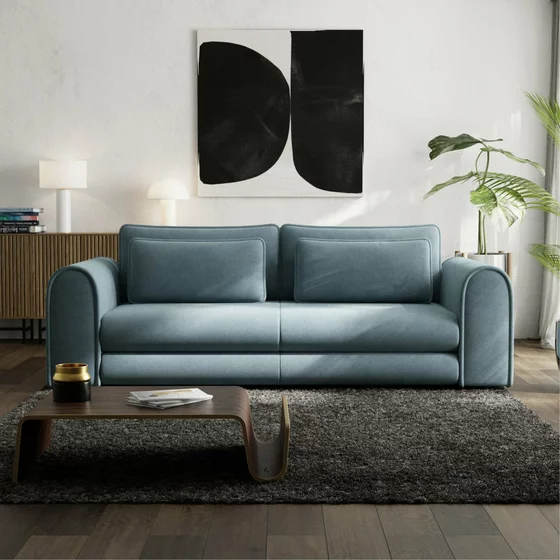 Canapea Extensibila Lil Buddy, 260x106x89 cm,  Stofa - Albastru Deschis picture - 1