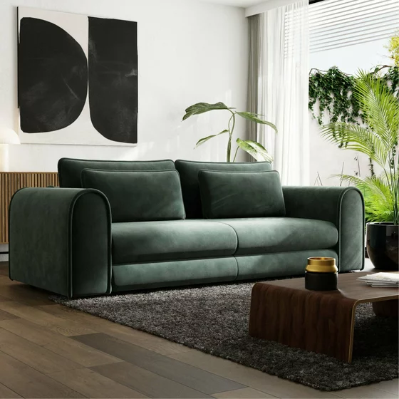 Canapea Extensibila Lil Buddy, 260x106x89 cm,  Stofa - Verde picture - 2