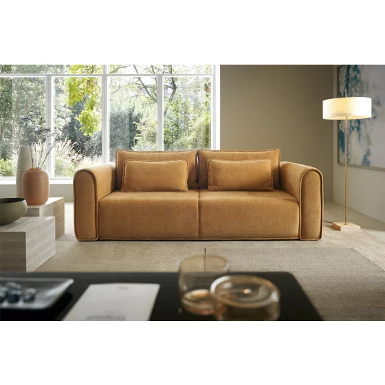 Canapea Extensibila Munro, 246x110x90 h cm, Stofa, Galben Miere picture - 1