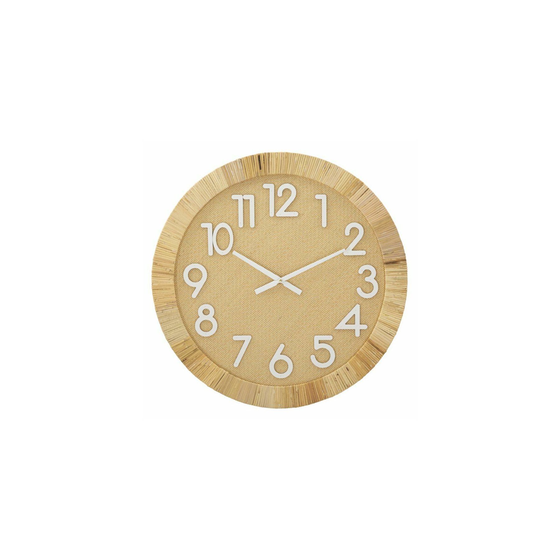 Ceas de perete, roma1664, natural,alb, mdf si ratan, 60x60x4.5 cm