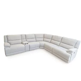 Coltar Fenton 55155M, 2 Reclinere Electrice, Suport Pahare si Bar, 339x306x102 h cm,  Stofa, Gri Ash