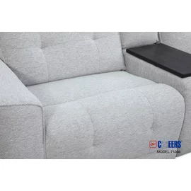 COLTAR KELVIN 71066TZ, 2 Reclinere Electrice, Masuta si Soundbar, 338x224x107 h cm,  Stofa, Gri Deschis