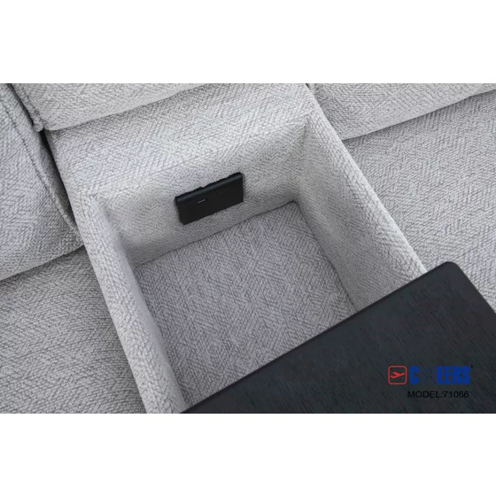 COLTAR KELVIN 71066TZ, 2 Reclinere Electrice, Masuta si Soundbar, 338x224x107 h cm,  Stofa, Gri Deschis picture - 6