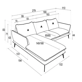 Coltar Portimao, 279x194x71x83 cm, Personalizabil