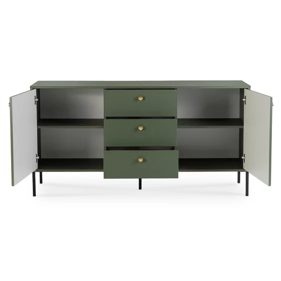 Comoda cu 3 Sertare + 2 Usi, Soler, 154x39x79 h cm, MDF, Verde picture - 5