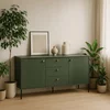 Comoda cu 3 Sertare + 2 Usi, Soler, 154x39x79 h cm, MDF, Verde picture - 1