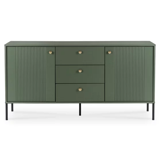Comoda cu 3 Sertare + 2 Usi, Soler, 154x39x79 h cm, MDF, Verde picture - 2