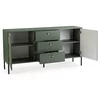 Comoda cu 3 Sertare + 2 Usi, Soler, 154x39x79 h cm, MDF, Verde picture - 3