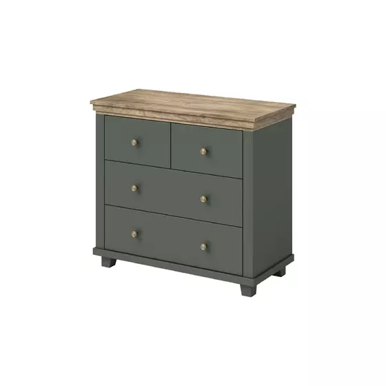 Comoda Evora 4 Sertare, 90x42x81 cm Verde/Stejar Lefkas picture - 3