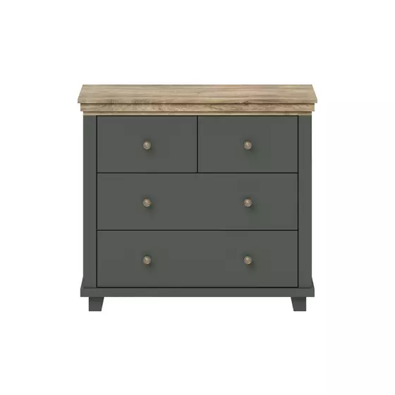 Comoda Evora 4 Sertare, 90x42x81 cm Verde/Stejar Lefkas picture - 1