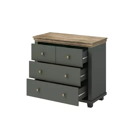 Comoda Evora 4 Sertare, 90x42x81 cm Verde/Stejar Lefkas picture - 4