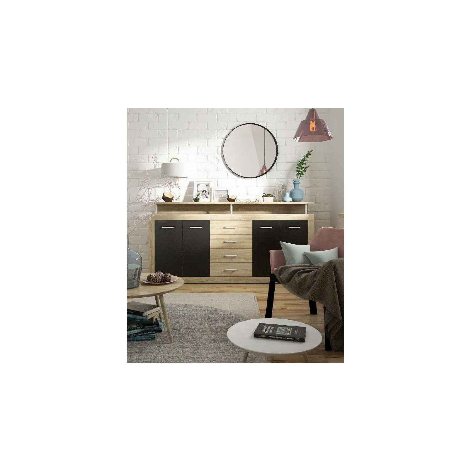 Comoda hycoon 4d4s sonoma/negru