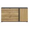 Comoda Luen 3 Sertare + Usa, 143.5x39.5x76.5 h cm, Pal Melaminat, Negru/Stejar Mauvella/Stejar Tegola picture - 2