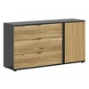 Comoda Luen 3 Sertare + Usa, 143.5x39.5x76.5 h cm, Pal Melaminat, Negru/Stejar Mauvella/Stejar Tegola picture - 1