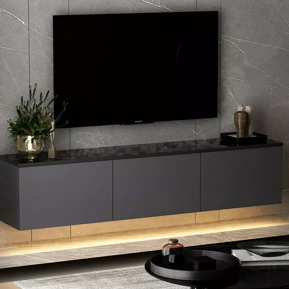Comoda TV cu sistem de iluminat, Neon, 160x32x35 cm - Antracit picture - 6