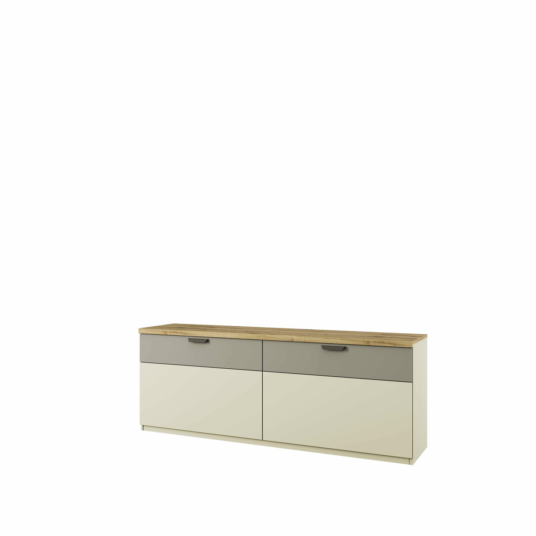 Comoda tv modern 2 usi + 2 sertare 2d2s, 175x41x61.4 cm, ecru/gri