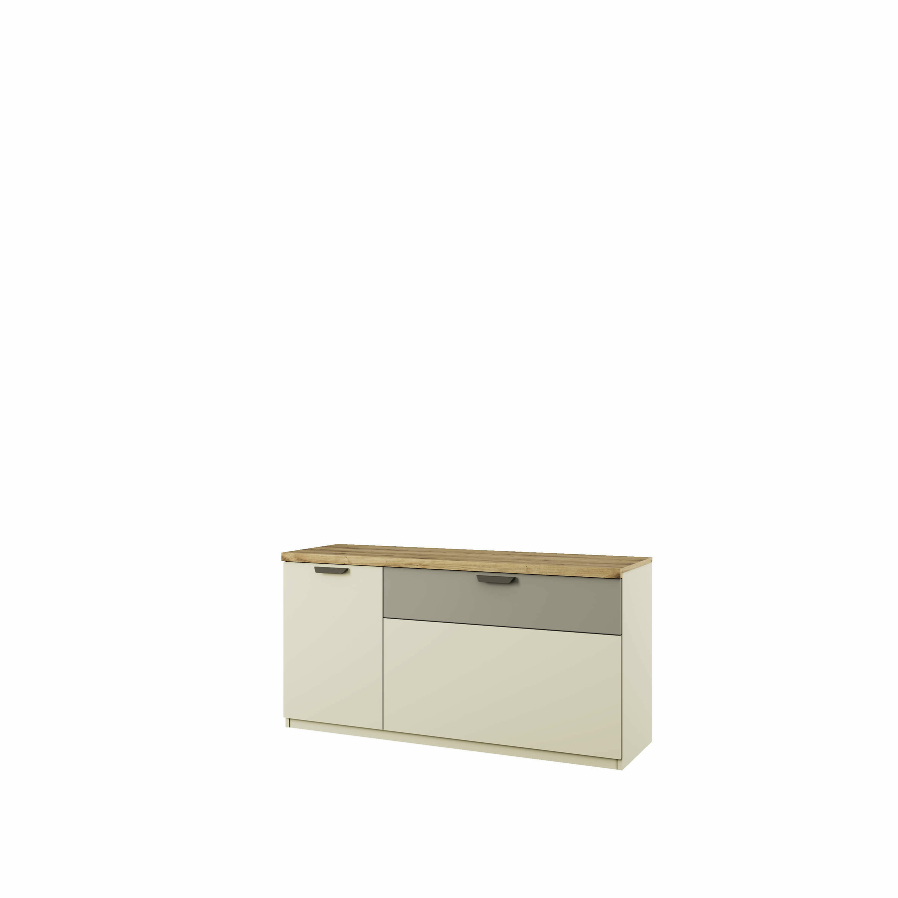 Comoda tv modern 2 usi + sertare 2d1s, 130x41x61.4 cm, ecru/gri